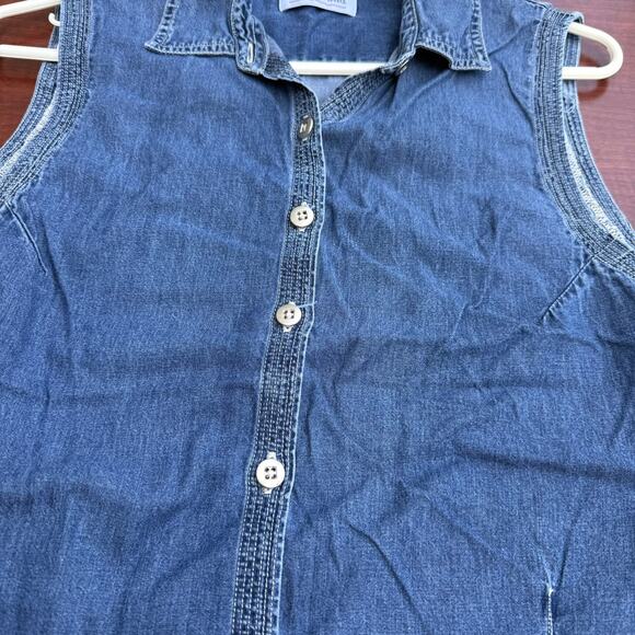Westbound Denim Sleeveless Button Down Top - Size L - Picture 3 of 4